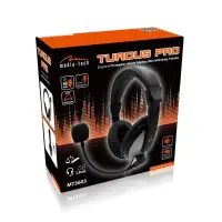 Stereo Headphone Media-Tech TURDUS PRO MT3603 with Dual 3.5mm Connector for Gamers and Adjustable Microphone. Black