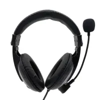 Stereo Headphone Media-Tech TURDUS PRO MT3603 with Dual 3.5mm Connector for Gamers and Adjustable Microphone. Black