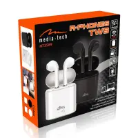 Wireless Hands Free Media-Tech MT3589W R-Phones TWS V.4.2 White with Control Button in each earphone