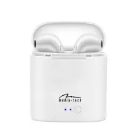 Wireless Hands Free Media-Tech MT3589W R-Phones TWS V.4.2 White with Control Button in each earphone