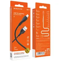 Data Cable Borofone BX51 Triumph USB to Lightning 2.4A 1m Black