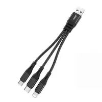 Data Cable Hoco X47 Harbor 3 in 1 USB to Micro-USB, Lightning, USB-C Black 0.25m