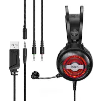 Stereo Gaming Headphone W101 Streamer dual 3.5mm USB connection with Microphone LED 7 Colors Black