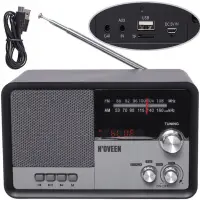 Portable FM Radio N'oveen PR950 3.7V 2200mAh Bluetooth with USB Port,MMC,Aux-in, Mains,Battery Supply Black