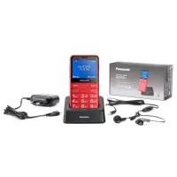 Panasonic KX-TU155EXRN 2.4" Red with SOS button, Bluetooth, Big Letters and Desktop Charger
