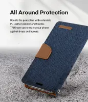 Book Case Goospery Canvas Diary for Apple iPhone 13 Pro Navy - Camel