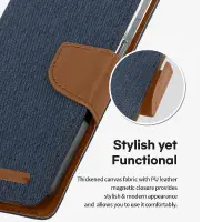 Book Case Goospery Canvas Diary for Apple iPhone 13 Pro Navy - Camel