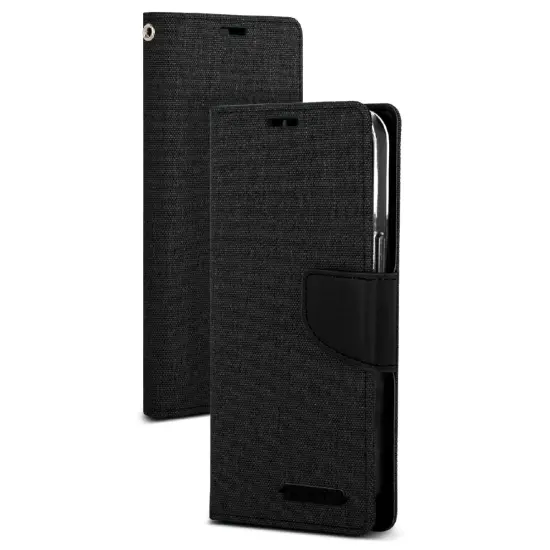 Book Case Goospery Canvas Diary for Apple iPhone 13 Pro Black