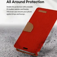 Book Case Goospery Canvas Diary for Apple iPhone 13 Pro Red - Camel