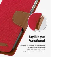 Book Case Goospery Canvas Diary for Apple iPhone 13 Pro Red - Camel