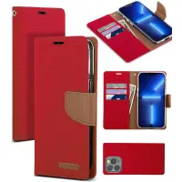 Book Case Goospery Canvas Diary for Apple iPhone 13 Pro Red - Camel