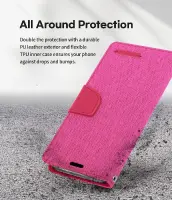 Book Case Goospery Canvas Diary for Apple iPhone 13 Pro Pink