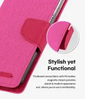 Book Case Goospery Canvas Diary for Apple iPhone 13 Pro Pink