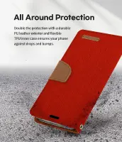 Book Case Goospery Canvas Diary for Apple iPhone 13 Pro Max Red - Camel