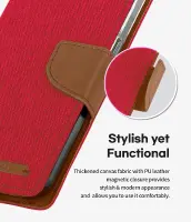 Book Case Goospery Canvas Diary for Apple iPhone 13 Pro Max Red - Camel