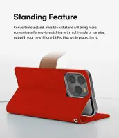 Book Case Goospery Canvas Diary for Apple iPhone 13 Pro Max Red - Camel