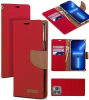 Book Case Goospery Canvas Diary for Apple iPhone 13 Pro Max Red - Camel