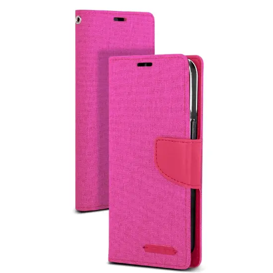 Book Case Goospery Canvas Diary for Apple iPhone 13 Pro Max Pink