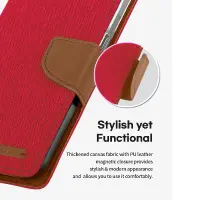 Book Case Goospery Canvas Diary for Apple iPhone 13 Mini Red - Camel