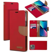 Book Case Goospery Canvas Diary for Apple iPhone 13 Mini Red - Camel