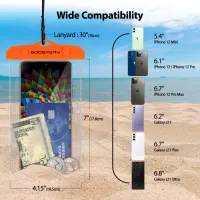 Waterproof Phone Pouch Ancus for Devices up to 6.7" 19x10.5cm Orange