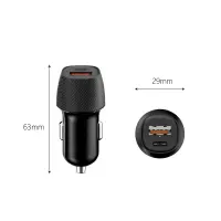 Car Charger Ancus Pulse D62 Dual USB-C PD 20W and USB QC 3.0A 18W Black