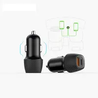 Car Charger Ancus Pulse D62 Dual USB-C PD 20W and USB QC 3.0A 18W Black