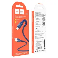 Data Cable Hoco X71 Especial 2.4A USB  to Micro USB With TPE Connectors and Braided Cable Blue 1m