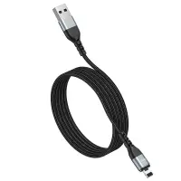 Data Cable Hoco U96 Traveller Magnetic USB to Lightning 2.4A with Magnetic Detachable Plug Metal Black 1.2m