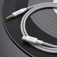 Audio Cable Hoco UPA19 Braided USB-C Male to 3.5mm Male 1m Silver