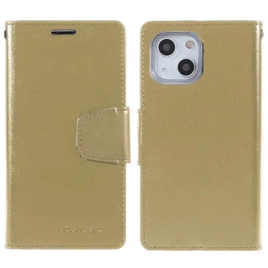 Book Case Goospery Sonata Diary Case for Apple iPhone 13/ iPhone 14 Gold