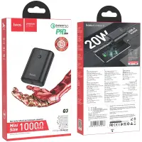 Power Bank Hoco Q3 Mayflower 10000mAh PD20W + QC3.0 Mini Size USB-C Output and USB-A Output Black