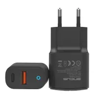 Travel Charger Switching Ancus Supreme Series C70L Dual Fast Charge USB/USB-C Output QC3.0 PD 20W Black with LED