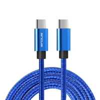 Data Cable Ancus Flow Plus E54 USB-C σε USB-C 2.0A Reinforced Plugs and Braided Cable Blue 1m.