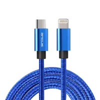 Data Cable Ancus Flow Plus E54 USB-C to Lightning 2.0A Reinforced Plugs and Braided Cable Blue 1m.