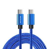 Data Cable Ancus Flow Plus E55 Fast Charge USB-Cto USB-C 5.0A PD100W Reinforced Plugs and Braided Cable Blue 1m.