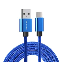 Data Cable Ancus Flow Plus E54 USB to USB-C 2.0A Reinforced Plugs and Braided Cable Blue 1m.