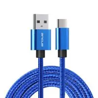Data Cable Ancus Flow Plus E54 USB to USB-C 2.0A Reinforced Plugs and Braided Cable Blue 1m