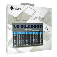 EiZfan Air M8 Intelligent Li-ion Battery Charger 3.7V 21700 20700 18650 8 Position and Car Charger