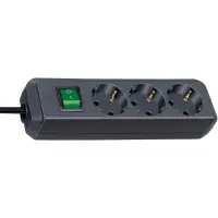 Brennenstuhl Multi-socket with 3 Suko Input Ports and On/Off Switch Cable 1.5 m IP20 Black