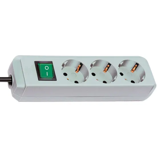 Power Strip Brennenstuhl  with 3 Inlet Sockets and On / Off Switch Cable 1.5 m IP20 Gray with Black Cable