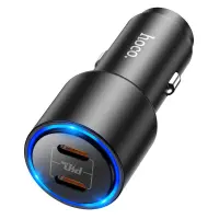 Car Charger Hoco NZ3 Clear Way 40W Fast Charging Dual USB-C PD 20W QC 3.0 Black