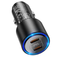 Car Charger Hoco NZ3 Clear Way 40W Fast Charging Dual USB-C PD 20W QC 3.0 Black