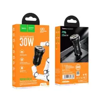 Car Charger Hoco NZ5 Smooth Road Dual USB Fast Charge PD30W QC3.0 USB-A 30W, USB-C 5V/5A Black