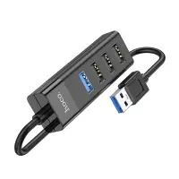 Hub USB Hoco HB25 4 in 1 Easy display USB3.0 to USB3.0 x 1 and USB2.0 x 3 Black