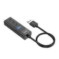 Hub USB Hoco HB25 4 in 1 Easy display USB3.0 to USB3.0 x 1 and USB2.0 x 3 Black