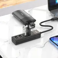 Hub USB-C Hoco HB25 4 in 1 Easy display USB-C to USB3.0 χ 1 and USB2.0 x 3 Black