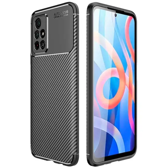 Case Ancus AutoFocus Carbon Fiber για Xiaomi Redmi Note 11T 5G  Note 11s 5G  Poco M4 Pro 5G Black