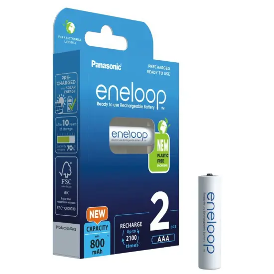 Rechargeable Battery Panasonic Eneloop BK-4MCDE/2BE 800 mAh size AAA Ni-MH 1.2V Τεμ. 2