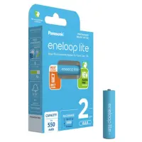 Rechargeable Battery Panasonic Eneloop lite BK-4LCCE/2BE 550 mAh size AAA Ni-MH 1.2V Τεμ. 2 Eco Pack